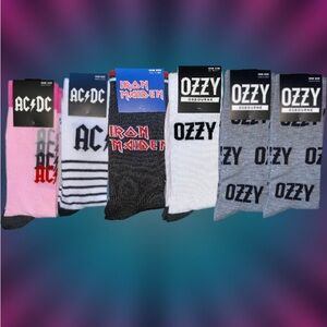6 x Metal Band Crew Socks | IRON MAIDEN, OZZY OSBOURNE, AC/DC | US 7-12 | Unisex